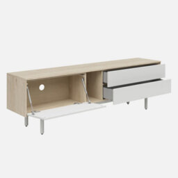 Heze Furniture Meena  2 Drawer Tv Unit - Hickory / Light Grey - thumbnail 4