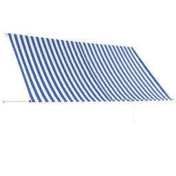 Berkfield Retractable Awning 300X150 Cm Blue And White - thumbnail 4