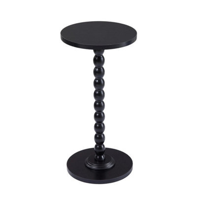 Black Sofa Side Table Small Round Pedestal Table Wood End Table Nightstand Plant Stand - image 1