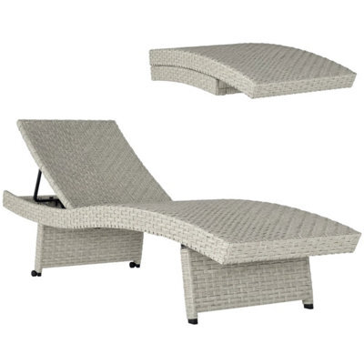 Pe Rattan Sun Lounger With 4-Level Adjustable Backrest, Grey - image 1