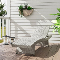Pe Rattan Sun Lounger With 4-Level Adjustable Backrest, Grey - thumbnail 4