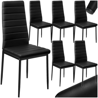 Tectake Set Of 6 Dining Chairs - High Backrest, Padded, Synthetic Leather   - Black - image 1
