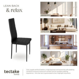Tectake Set Of 6 Dining Chairs - High Backrest, Padded, Synthetic Leather   - Black - thumbnail 7