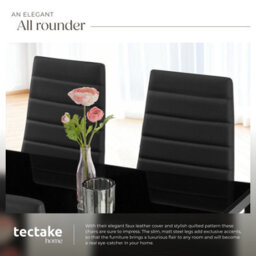 Tectake Set Of 6 Dining Chairs - High Backrest, Padded, Synthetic Leather   - Black - thumbnail 5