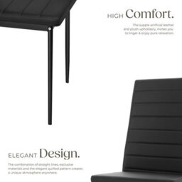 Tectake Set Of 6 Dining Chairs - High Backrest, Padded, Synthetic Leather   - Black - thumbnail 3