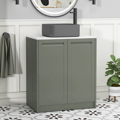 Royal Bathrooms Royal Bathroom Elmore 700mm Matt Green Freestanding Countertop Bathroom Vanity Unit 2 Door With Art Square Basin - image 1
