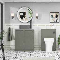 Royal Bathrooms Royal Bathroom Elmore 700mm Matt Green Freestanding Countertop Bathroom Vanity Unit 2 Door With Art Square Basin - thumbnail 5