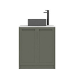 Royal Bathrooms Royal Bathroom Elmore 700mm Matt Green Freestanding Countertop Bathroom Vanity Unit 2 Door With Art Square Basin - thumbnail 7