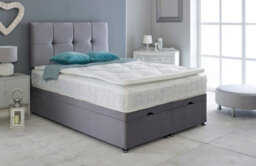 Adore Designs Deluxe Plush Velvet Ottoman Storage Bed, With Pillow Top Mattress - 6Ft Super King - Grey - thumbnail 1