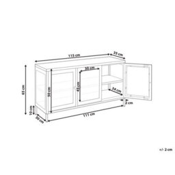 Beliani Glass Display Sideboard Newport 115 Cm Metal White - thumbnail 3