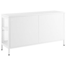 Beliani Glass Display Sideboard Newport 115 Cm Metal White - thumbnail 7