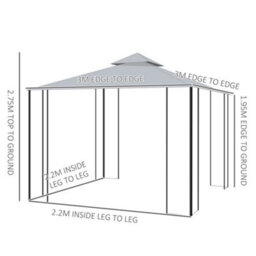Outsunny 3 X 3(M) Garden Gazebo Double Top Gazebo Canopy W/ Mesh Grey - thumbnail 3