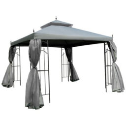 Outsunny 3 X 3(M) Garden Gazebo Double Top Gazebo Canopy W/ Mesh Grey - thumbnail 2