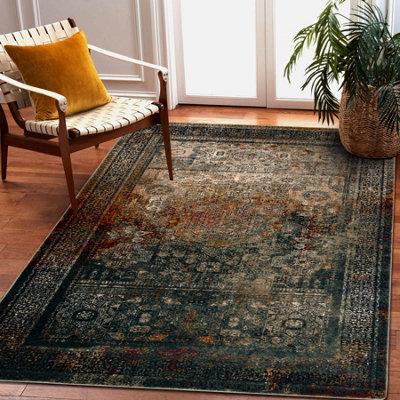 RugsX Wool Carpet Omega Mamluk Rosette Vintage Emerald 135X200 Cm - image 1