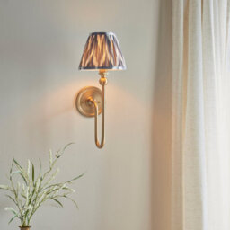 Loops Elegant Dimmable Wall Lights Set In Brushed Aged Brass With Pearl Grey Shades - thumbnail 2