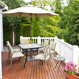 Costway Patio Bistro Table Glass Top Outdoor Square Coffee Tea Table With Umbrella Hole - thumbnail 3
