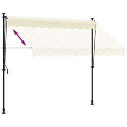 Walplus Retractable Awning Garden Sun Shade Canopy Gazebo For Back Door, Porch, Patio Cream 250X150 Cm Fabric And Steel - thumbnail 6
