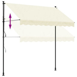Walplus Retractable Awning Garden Sun Shade Canopy Gazebo For Back Door, Porch, Patio Cream 250X150 Cm Fabric And Steel - thumbnail 7