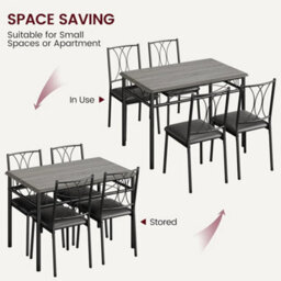 Dining Table Set For 4 Rectangle Kitchen Table Set With 4 Upholstered Chairs - thumbnail 3