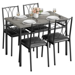 Dining Table Set For 4 Rectangle Kitchen Table Set With 4 Upholstered Chairs - thumbnail 1