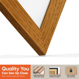 "AK Frames 25X17"" Oak Modern Vinyl Record Frame With White Mount For 12 Inch Lp Cover & Disc - Overlapped Design" - thumbnail 3