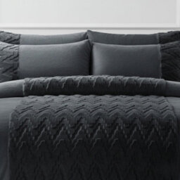 Zig Zag 3D Teddy Duvet Cover Set Ultra Soft Teddy Fleece Bedding With Pillowcases Grey - thumbnail 2