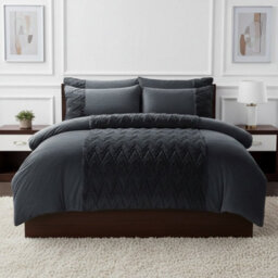 Zig Zag 3D Teddy Duvet Cover Set Ultra Soft Teddy Fleece Bedding With Pillowcases Grey - thumbnail 1