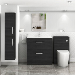Royal Bathrooms Turin Hale Black 800mm Floor Standing Vanity Unit 2 Drawer With Minimalist Basin Sink - thumbnail 4