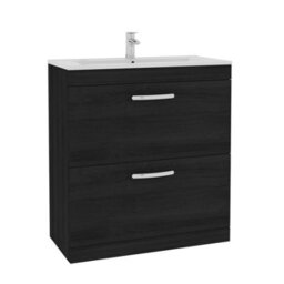 Royal Bathrooms Turin Hale Black 800mm Floor Standing Vanity Unit 2 Drawer With Minimalist Basin Sink - thumbnail 6