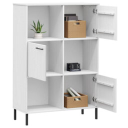 Berkfield Bookcase With Metal Legs White 90X35X128.5 Cm Solid Wood Oslo - thumbnail 3