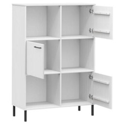 Berkfield Bookcase With Metal Legs White 90X35X128.5 Cm Solid Wood Oslo - thumbnail 5