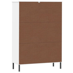 Berkfield Bookcase With Metal Legs White 90X35X128.5 Cm Solid Wood Oslo - thumbnail 7
