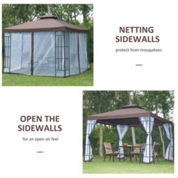 Outsunny 3 X 3(M) Patio Gazebo Canopy Garden Pavilion With 2 Tier Roof, Coffee - thumbnail 6