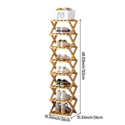 Living And Home Light Brown 8-Tier Bamboo Folding Shoe Rack - thumbnail 8