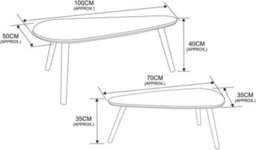 Spot On Dealz Nest Of 2 Coffee Tables Stylish Tear Shaped Design White Modern Nesting Tables With 12mm Mdf Top And Pine Wood Legs - thumbnail 2