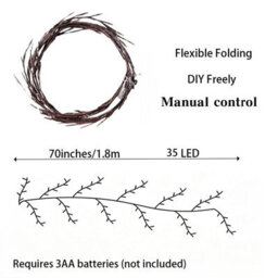 Amorly 35 Led Willow Vine Lights Artificial Plants String Lights Flexible Diy Tree Branch For Party Home Decor - thumbnail 2