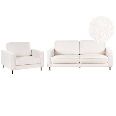 Beliani Living Room Set 4 Seater Savalen Boucle White - image 1