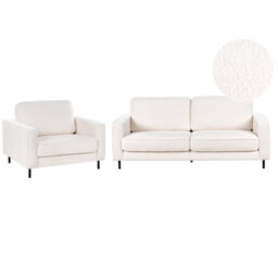 Beliani Living Room Set 4 Seater Savalen Boucle White - thumbnail 1