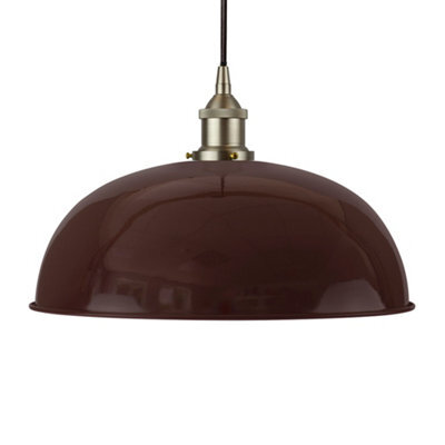 Burgundy Red Worcester Painted Dome Pendant Light With Brushed Chrome Lamp Holder And Black Round Cable - Se Home - image 1