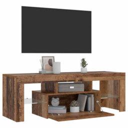 Berkfield Modern Tv Cabinet With Led Lights Old Wood 120X36.5X40 Cm Engineered Wood - thumbnail 4