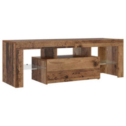 Berkfield Modern Tv Cabinet With Led Lights Old Wood 120X36.5X40 Cm Engineered Wood - thumbnail 7