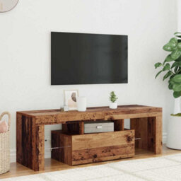 Berkfield Modern Tv Cabinet With Led Lights Old Wood 120X36.5X40 Cm Engineered Wood - thumbnail 2