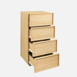 Sweeek - 4-Drawer Wood Effect Dresser Natural 48X43X98.5 Cm - Kuba - thumbnail 3