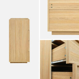 Sweeek - 4-Drawer Wood Effect Dresser Natural 48X43X98.5 Cm - Kuba - thumbnail 4