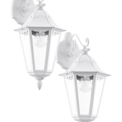 Set Of 2 Ip44 Outdoor Wall Lights - White Traditional Lanterns For Porch And Garden - image 1