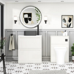 Royal Bathrooms Royal Bathroom Elmore 700mm Classic White Freestanding Bathroom Vanity Unit 2 Drawer Plain White Worktop With Art Square Basin - thumbnail 5
