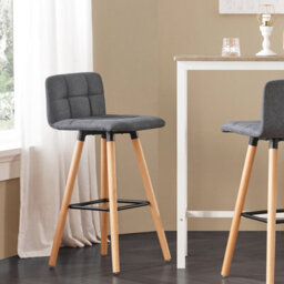 Sobuy Fst50-Dgx2, Set Of 2 Kitchen Barstool, Bar Stool With Fabric Padded Seat, Grey,w45Xd42Xh92 - thumbnail 5