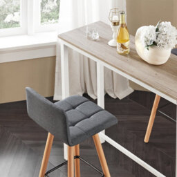 Sobuy Fst50-Dgx2, Set Of 2 Kitchen Barstool, Bar Stool With Fabric Padded Seat, Grey,w45Xd42Xh92 - thumbnail 6