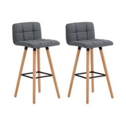 Sobuy Fst50-Dgx2, Set Of 2 Kitchen Barstool, Bar Stool With Fabric Padded Seat, Grey,w45Xd42Xh92 - thumbnail 1