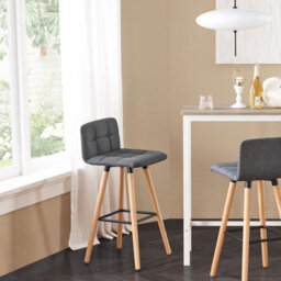 Sobuy Fst50-Dgx2, Set Of 2 Kitchen Barstool, Bar Stool With Fabric Padded Seat, Grey,w45Xd42Xh92 - thumbnail 4